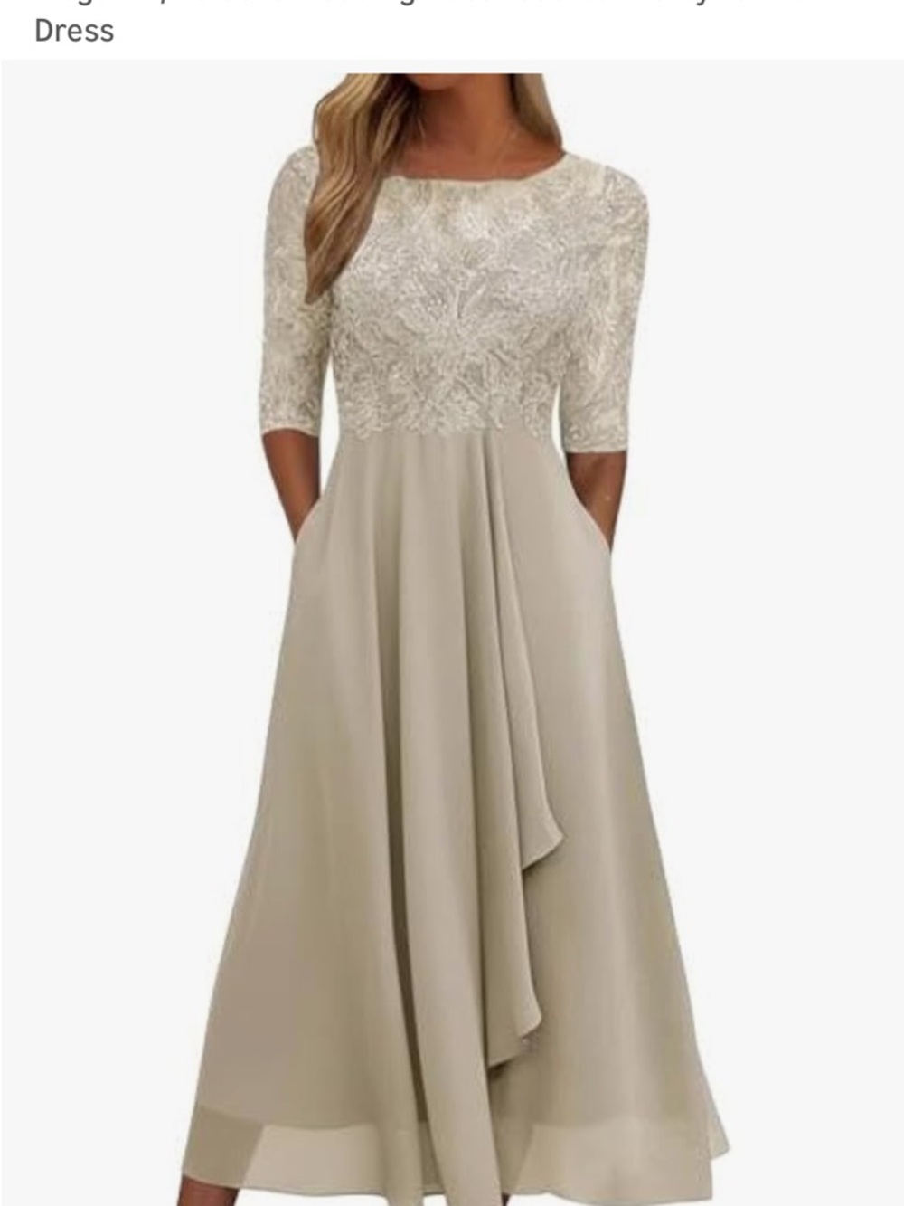 Fashion Nova Lace Bodice Maxi Dress in Taupe and Ivory